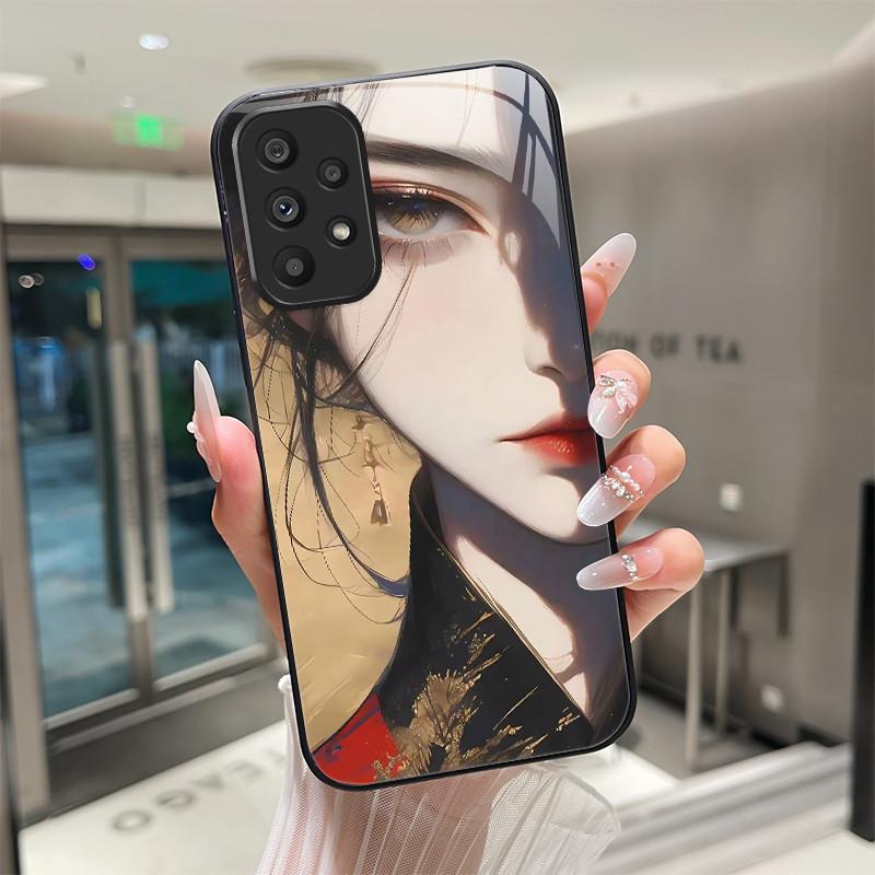 Süße Cartoon-Katzen Blumen Hülle Für Samsung Galaxy A52 A52S A72 4G 5G Gehärtetes Glas Handyhülle Schutzhülle Rückseite Hartschale