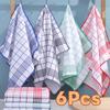 6 Pieces Absorbent Checkered Kitchen Towel Rectangular Tea Towel Practical Napkin  Tableware