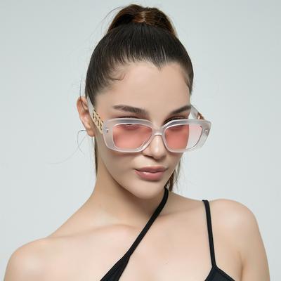 Square Glasses Popular Versatile Semi-Metallic Sunglasses Women'S Retro Chain Wide Legs Sunglasses Men