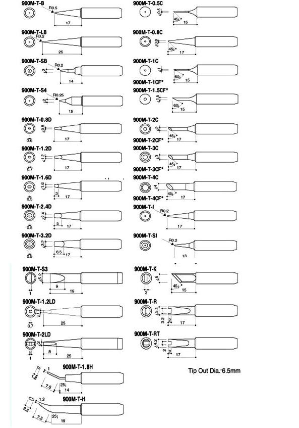 900M Long-Life Lead-Free Soldering Iron Tips 900M-T-B & 900M-T-2.4D (2C, 3C, 4C, K, I)