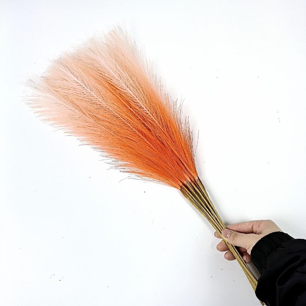 10PCS/55cm Fluffy Pampas Grass Gradient Color Fake Plant Reed  Christmas Festival Decor