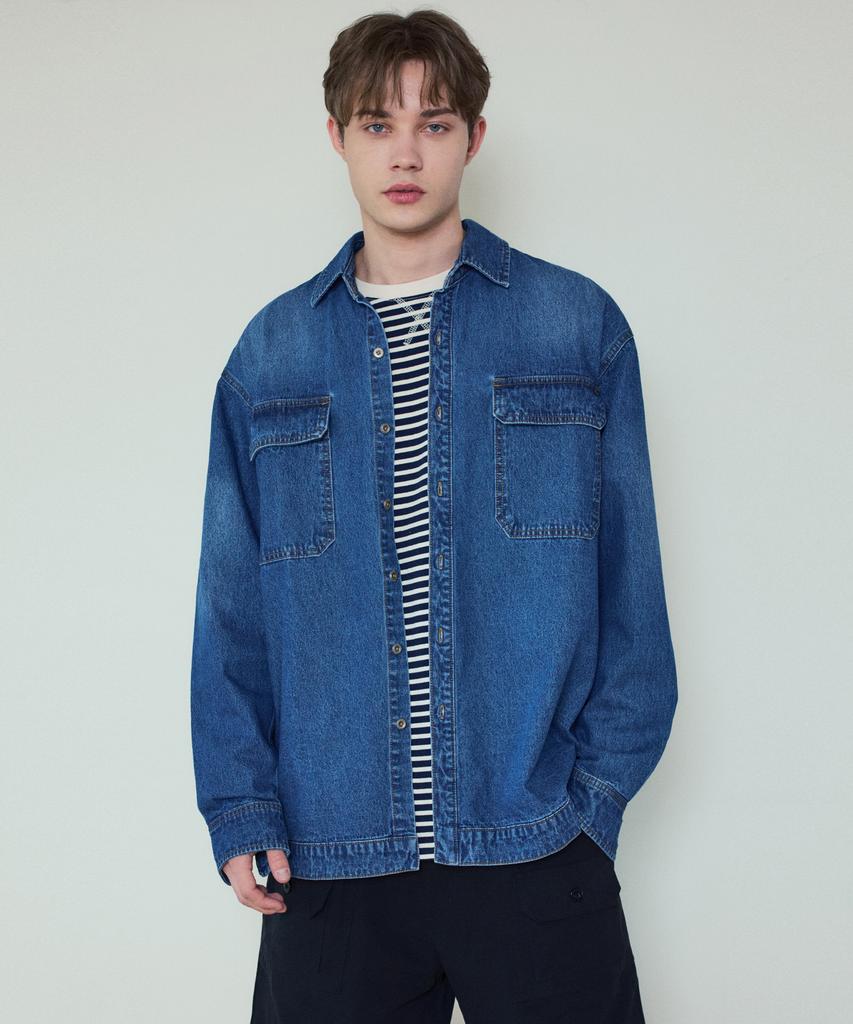 Wednesday Oasis Washed Tab Denim Shirt_Blue(Wc25-Sh01)