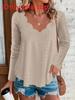 Womens Long Sleeve V Neck T Shirt With Breathable Polyester Splicing For Casual Fall Style
