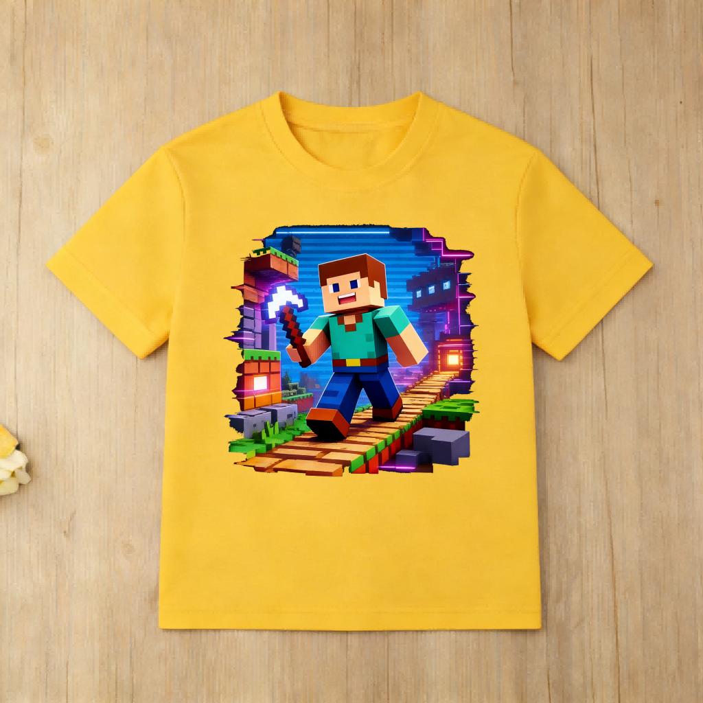 Funny Roblox Block Game Inspired Kids TShirt 3D Cartoon Print Breathable Cotton Tee for Children 100