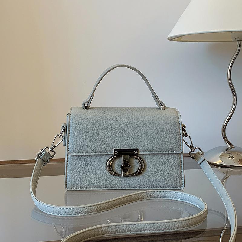 New Lychee Pattern Lock Bag Portable Shoulder Messenger Women's Bag