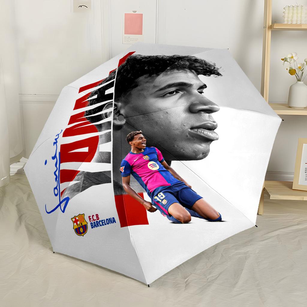 Lamine Yamal's Spain Football Player Pose Automatic Umbrella Compact 8-Rib Design Foldable Design Travel Essential Stylish Accessory Perfect Gift for 