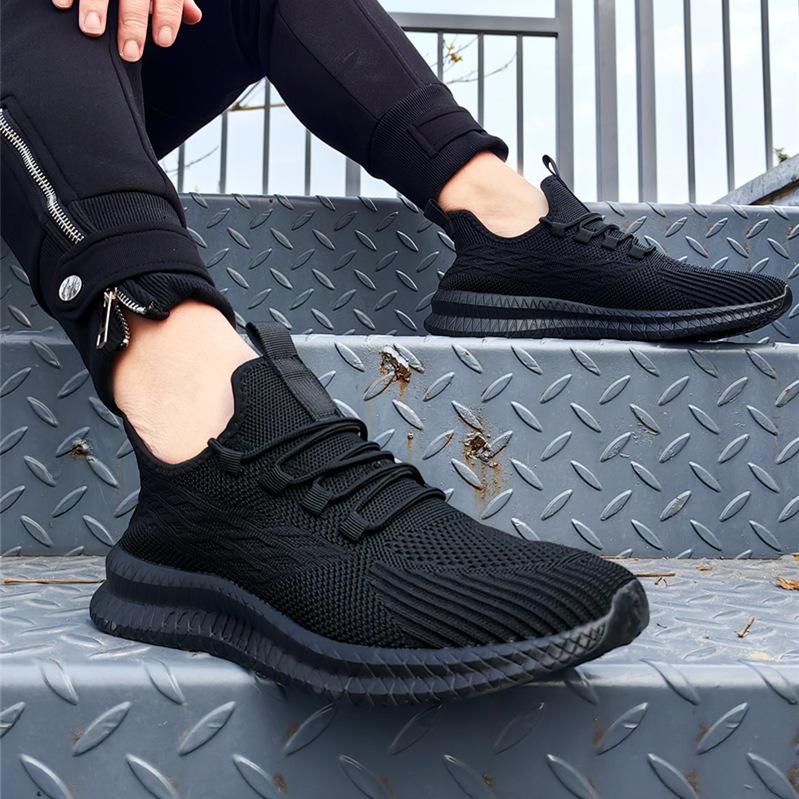 Flying woven men's shoes casual fashion simple breathable lightweight large size men's shoes men's shoes