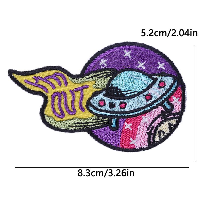 Aufbügelbares besticktes Abzeichen Outdoor-Abenteuer-Design Kosmischer Pilz Astronaut Für Jeansjacke Hut Tasche DIY Personalisierbare Dekoration