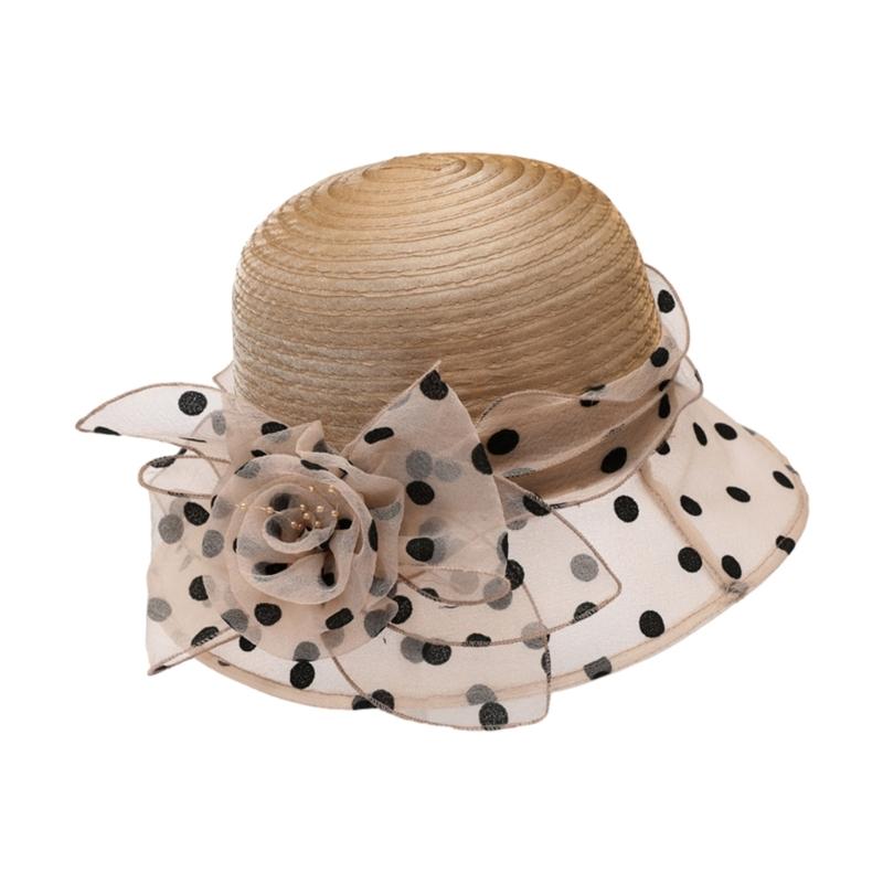 Summer Fisherman Hat For Elder Outdoor Bucket Hat With Yarn Dot Flower Decors