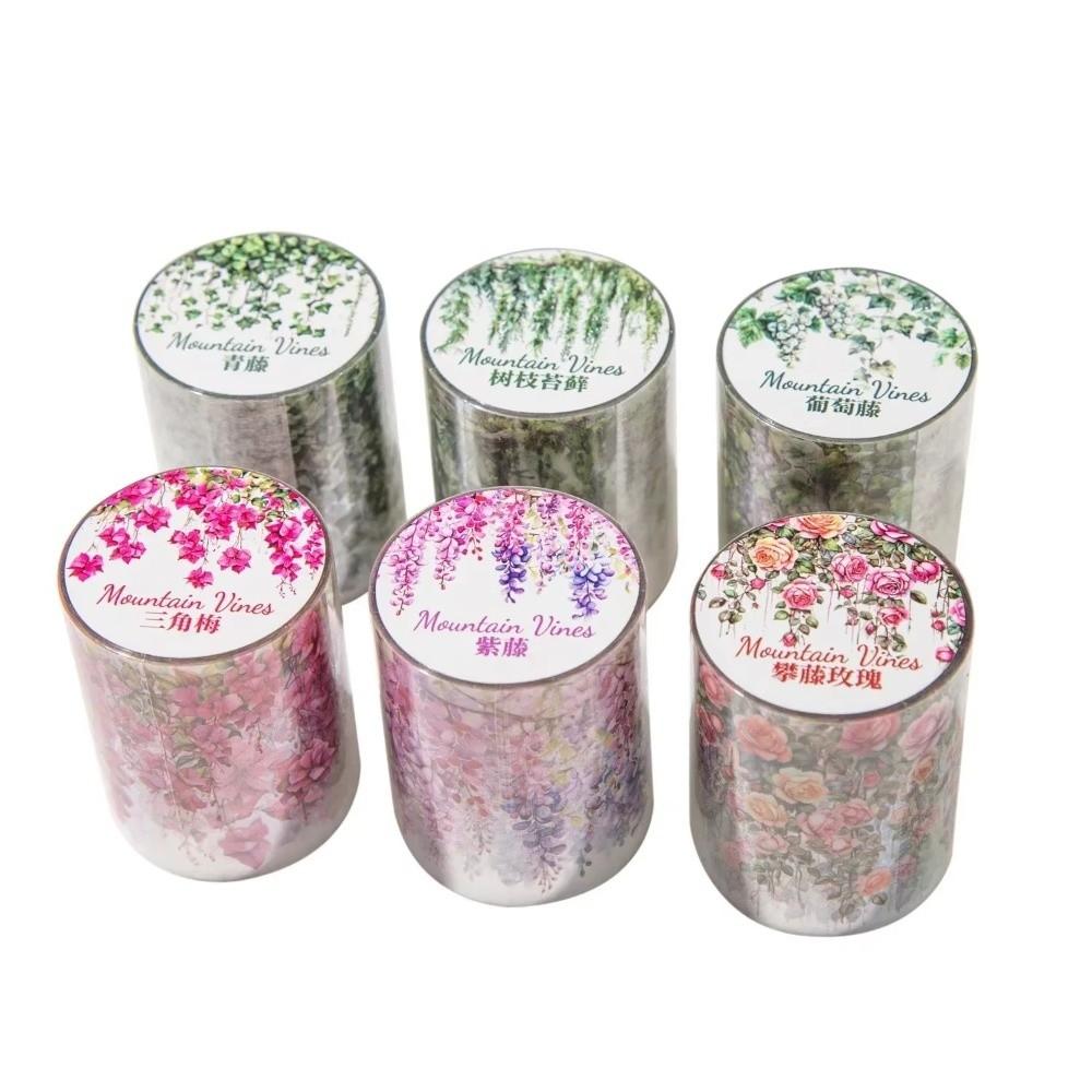 200cm/roll Vine Theme Flower Landscaping Tape PET Decorative Tape Plant Tape Diary Decoration