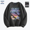 GENIOLAMODE Men's Letter Print Round Neck Sweatshirt