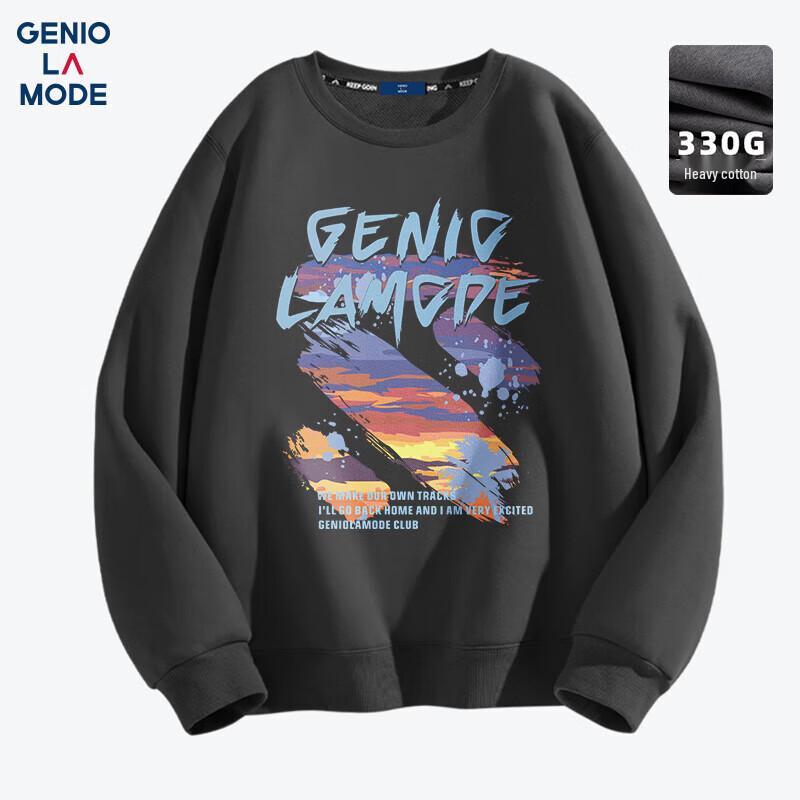 

GENIOLAMODE Men s Letter Print Round Neck Sweatshirt 2XL