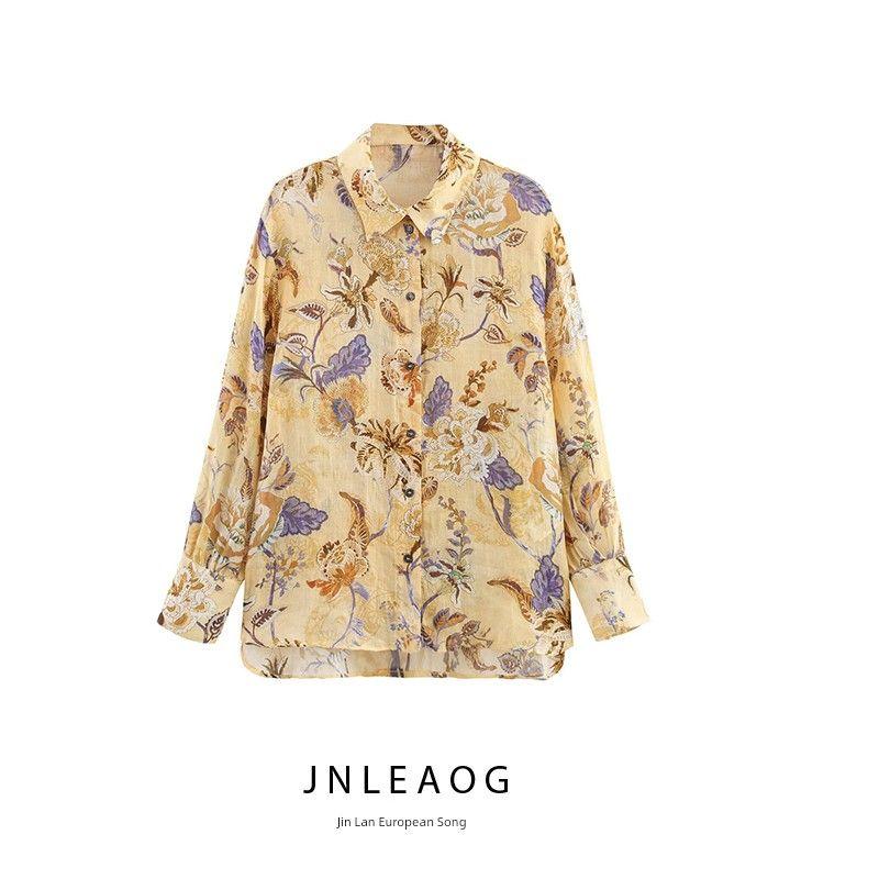 Jnleaog Autumn New Women's Clothing Fashion Style French Design Blended Print Shirt 2183077