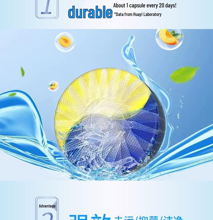 Double-Action Toilet Bowl Cleaner - Blue Bubble, Stain Removal & Descaling, Rose Scent