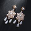 Baroque Temperament Luxury Crystal Pearl Earrings Personality Exaggerated Big Snowflake Female Stud Earrings Retro Ear Jewelry