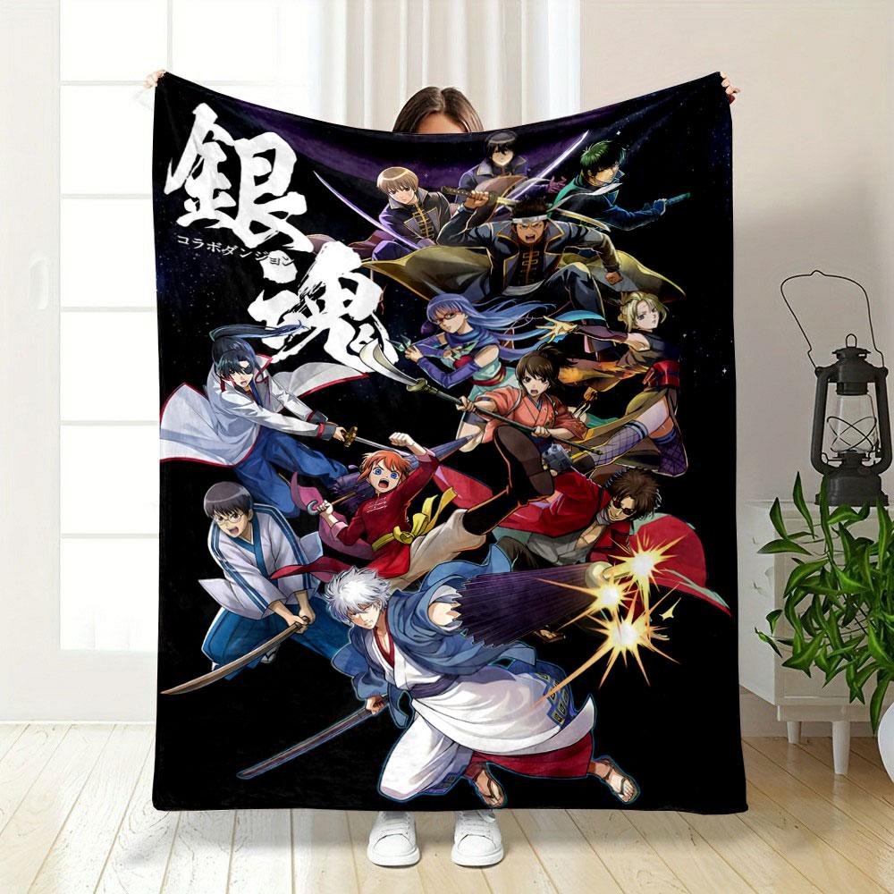 A dynamic group of characters wielding weapons with dramatic poses. for all seasons blanket lunch break throw gift