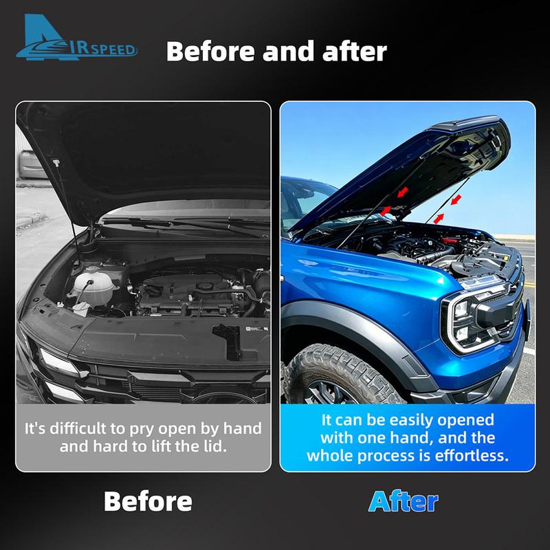 Hydraulic rod gas spring support rod For Ford Ranger T9 2022 2023 2024 2025 Shock Dampers Front Bonnet Modify Lift Supports.