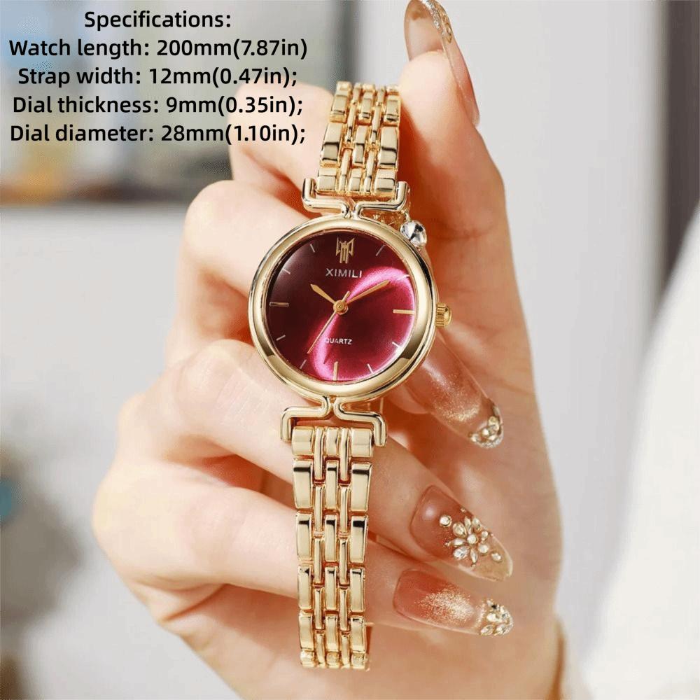 Round Dial Shape Women Wrist Watch Alloy Steel Band Watch Minimalist Round Dial Watch Daily