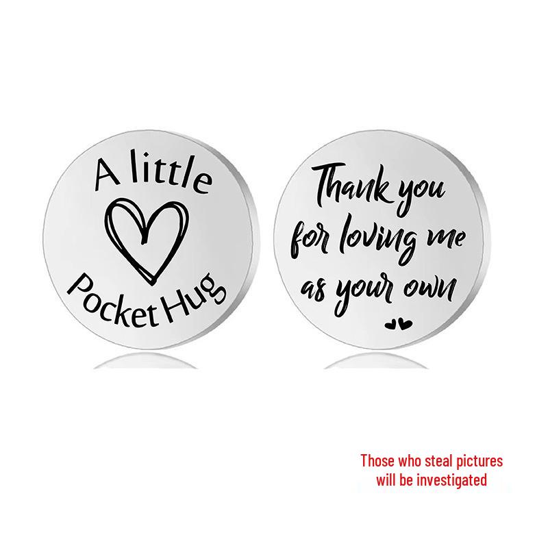 Lucky Charm Motivational Coin: Engravable Stainless Steel Couple & Family Gift Ornament.