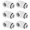 Dracaena 6-Pack, G14 Inch Male-Female Extender Fittings, 90° Swivel, Silver, for Computer Water Cooling Systems, White
