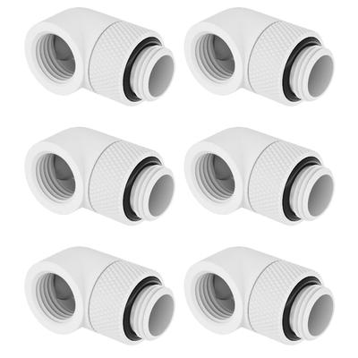 Dracaena 6-Pack, G14 Inch Male-Female Extender Fittings, 90° Swivel, Silver, for Computer Water Cooling Systems, White