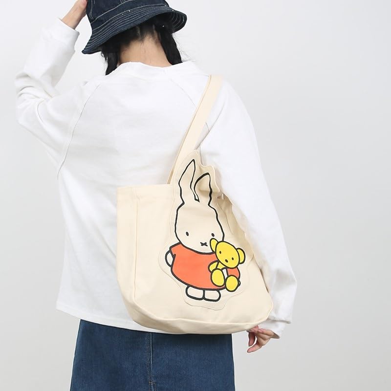 Miffy Boris Tote Large Canvas Tote Bag for with Shopping Commuter School Cute Eco Bag Miffy Bag, Capacity, Women, Mother's Bag, Closure, Bag, Bag,
