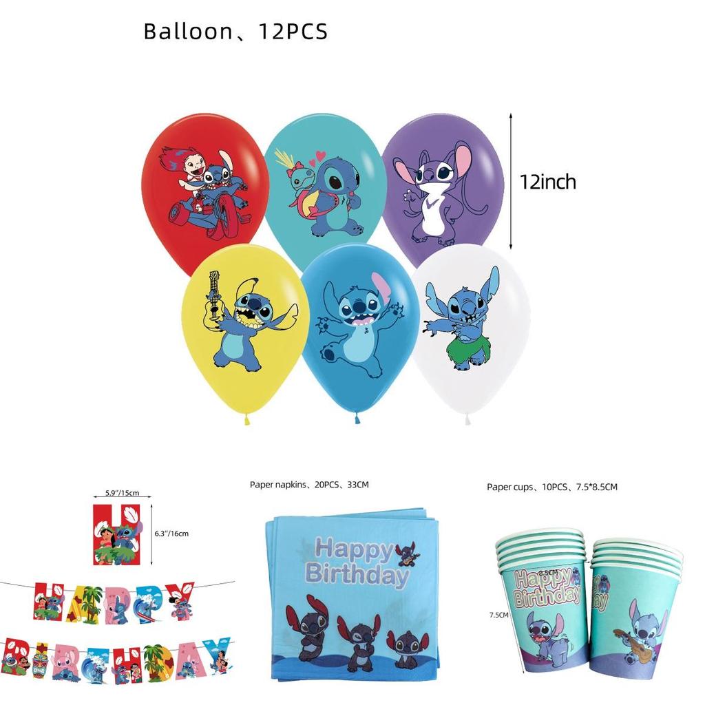 All-in-one Stitch Party Pack Tableware Decorations And Balloons
