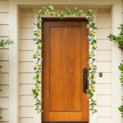 2Pcs Garlands with Lemons Dense Flowers Artificial Lemon Garland Spring Summer Greenery Vine for Door Wall Mantle Wedding Party Table Decorations