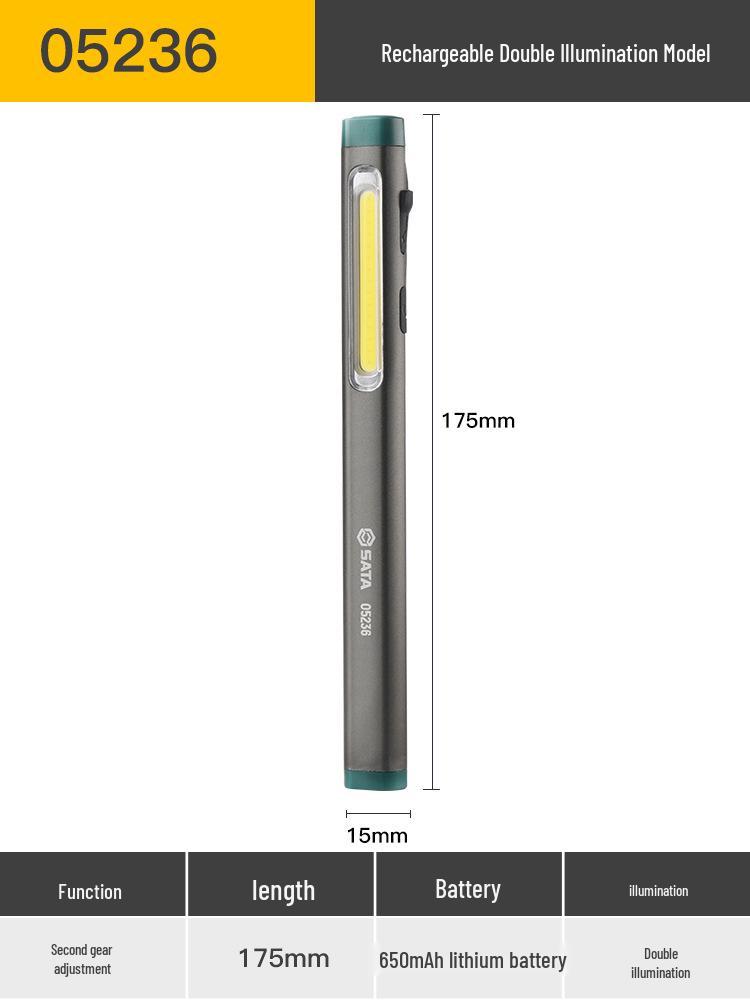SATA Pen-shaped Rechargeable LED Flashlight with High Beam, Strong Magnet for Automotive Repair and Outdoor Use