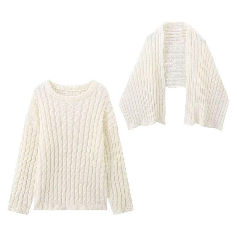 Kaslead New Arrival Women's Clothing Fashion Style Fashion Simple All-Match Long Sleeves Scarf Knitting Sweater