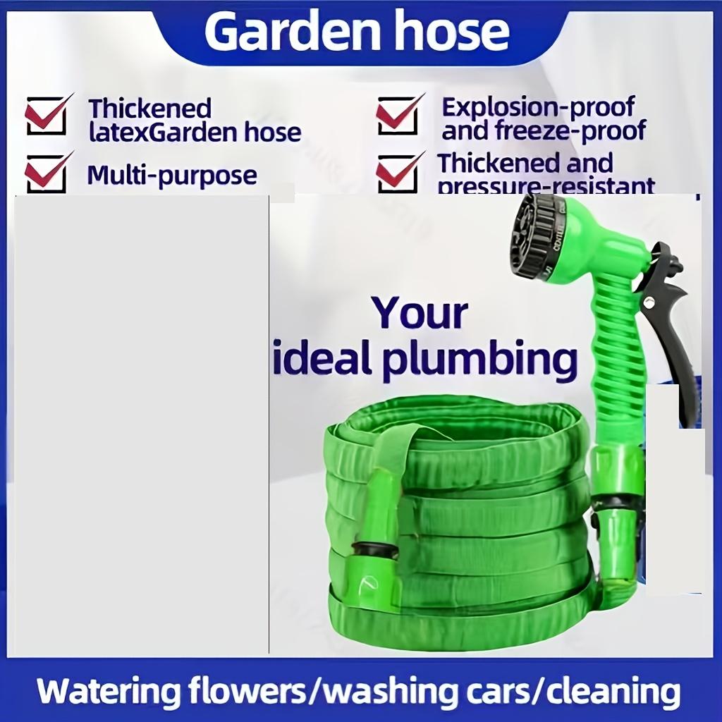 

Household Garden Hose, Detachable Nozzle, Suitable For All Seasons, Available In 25/50/75/100 Feet Lengths, For Outdoor Use, Multiple Spray Modes 25 feet зелений