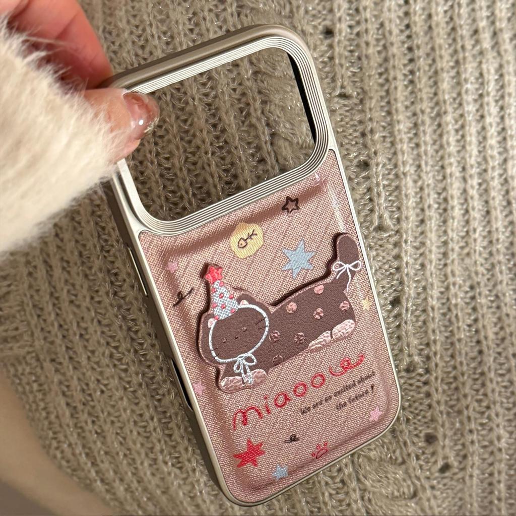 Retro Brown Cat Phone Case for iPhone 16, iPhone 17, iPhone 17 Pro Max