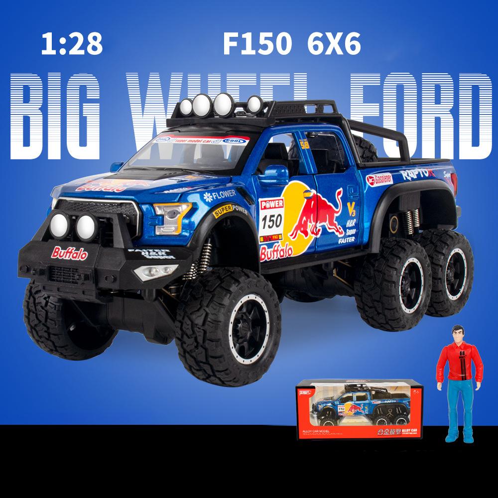 1/28 Ölçekli Ford Raptor F150 pres döküm model araç Oyuncak, Geri Çekin Oyuncak Araç Ses ve Işık ile Çocuklar için Yürümeye Başlayan Erkek Kız Hediye Koleksiyonu