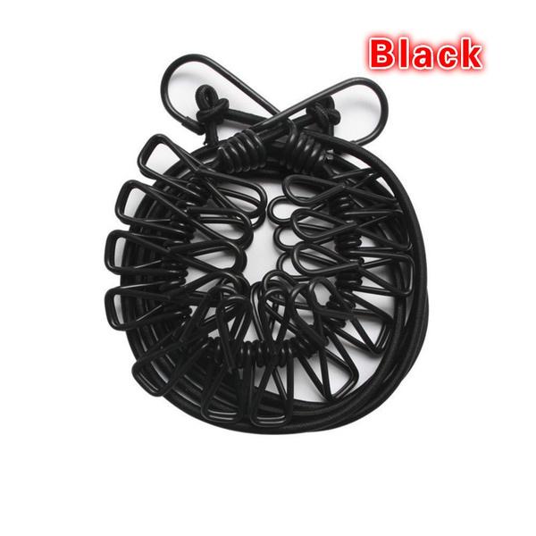 1PC Camping Travel Stretchy Outdoor Windproof Clothesline With 12 Clamp Clips Home Drying Line Washing Clothes Line Rope
