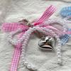 Cute Heart Pearl Bowknot Keychain Pendant Lovely Hangings Decorations Keyring Charm for Purse Bag Backpack Handbag