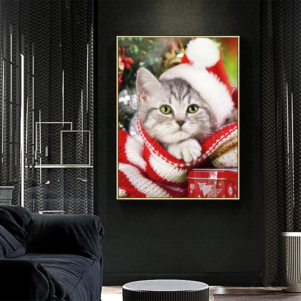 5D DIY Diamond Painting Animal Full Diamond Embroidery Cross Stitch Mosaic Cat Art Picture Furniture Decoration Rhinestone Gift