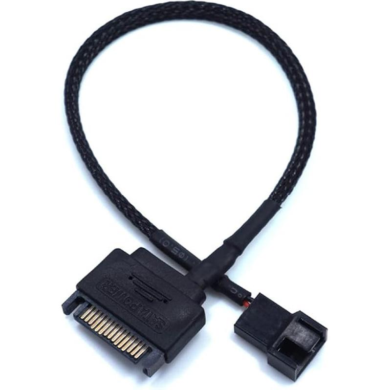 SATA to 3 Pin / 4 Pin Fan Adapter, 15 Pin SATA to 12V PC Case Fan Splitter Extension Power Cable Adapter 10.6’’ 27cm (1 to 1) 1 to 1