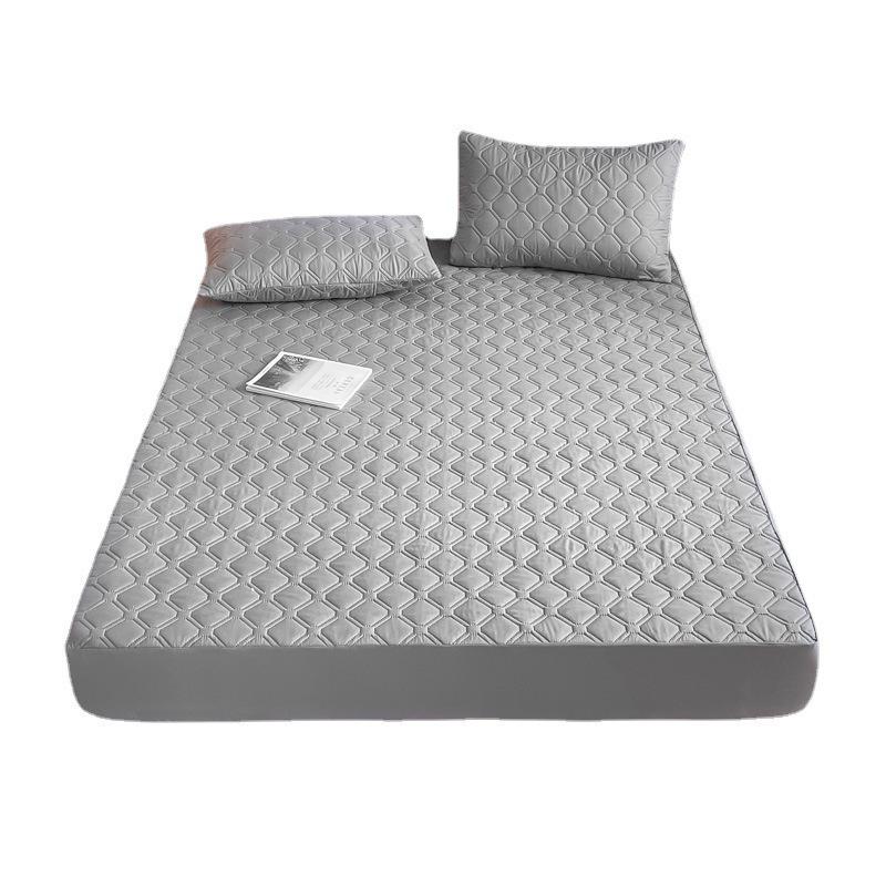 Solid Color Quilted Waterproof Bed Sheet - Thick Brushed Simmons Protective Cover for Home Use