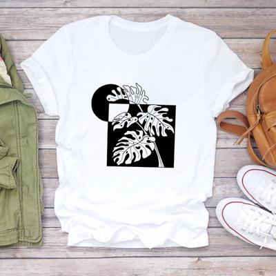 (Asian Size) Tee Top Flower Travel Trend Cute Women Print Lady Clothing Casual Short Sleeve Fashion Tshirt  Female Graphic T-shirt