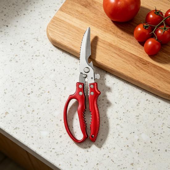Heavy-Duty Kitchen Shears, Stainless Steel Poultry Scissors for Chicken Fish Ribs, 6-in-1 Tool with Bottle Opener, Fish Scale Scraper Nut Cracker