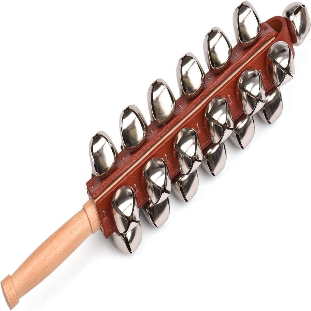 Wood & Stainless Steel Jingle Bell Stick Red Wooden Shaker Stick For Party