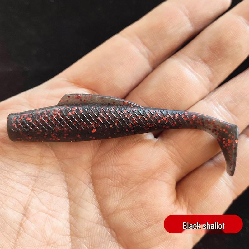 Schwimmender T-förmiger Weichköder: Schwarzer Bionic-Köder für Barsch, Mandarinfisch und Wurzelfisch