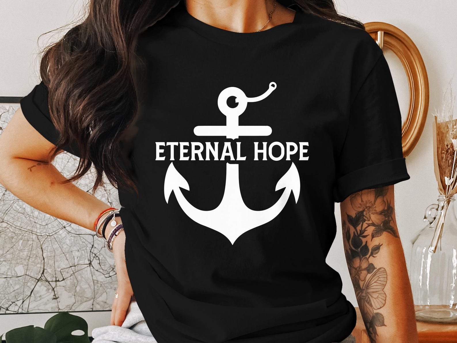 Eternal Hope Anchor T-Shirt, Christian Faith Gift, God Jesus Religion Tee, Inspirational Religious Apparel, Hope Anchors Soul S