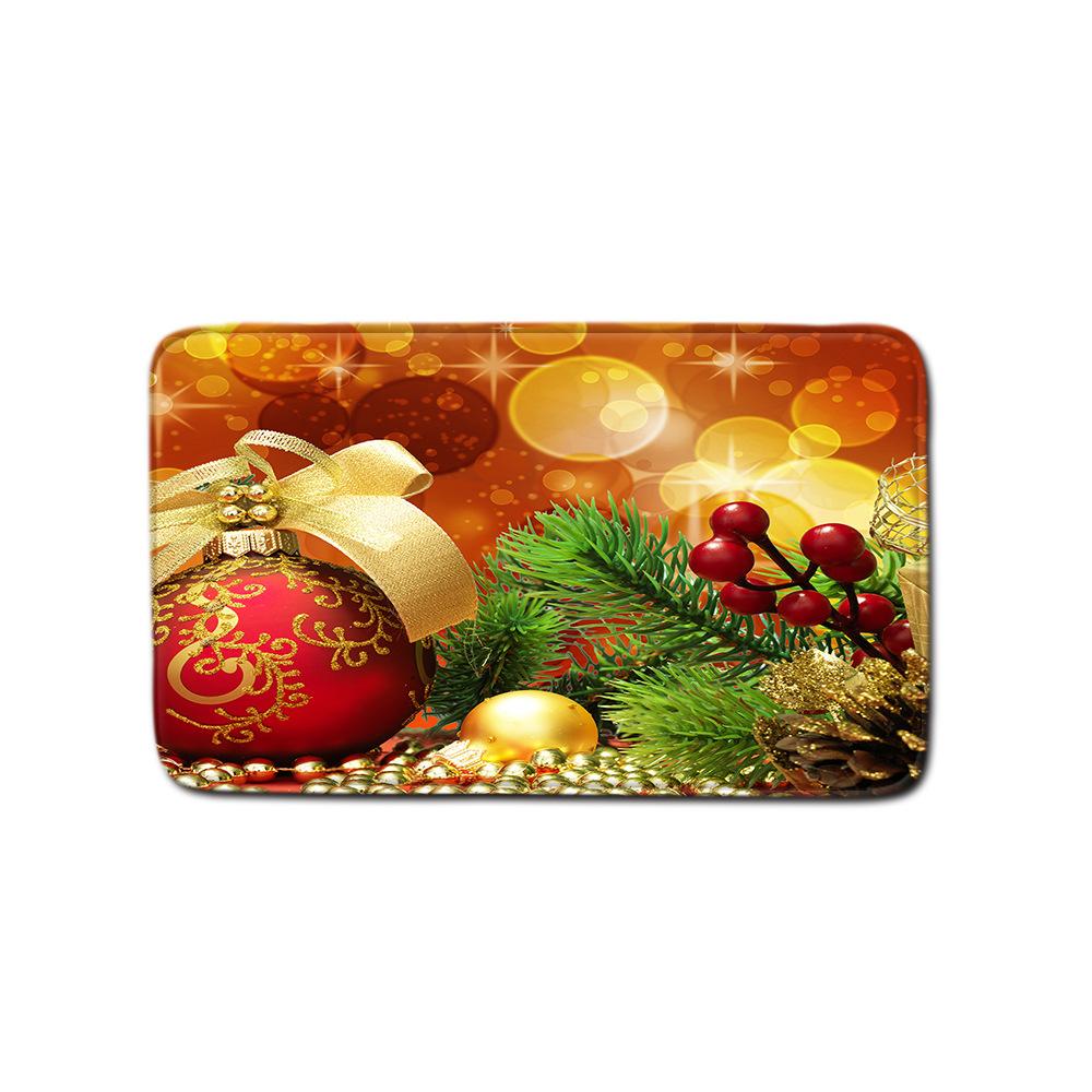 Christmas Shower Curtain Floor Mat Combination Four-Piece Set Bathroom Toilet Carpet Shower Room Mat Foot Mat