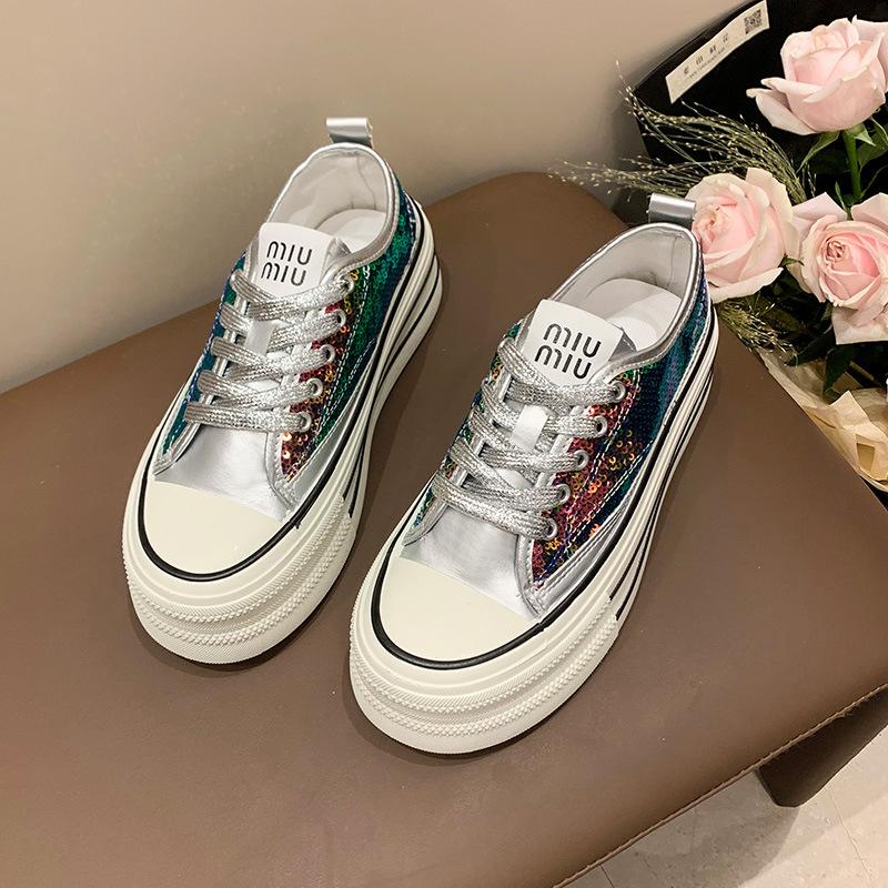 

Специальные эспадрильи на платформе с пайетками женские летние новые универсальные повседневные кеды небольшое увеличение высоты 40