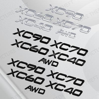 Metal Alloy For XC90 XC60 XC70 XC40 AWD Logo Car Trunk Fender Sticker Decoration Emblem Badge Accessories Glossy Black