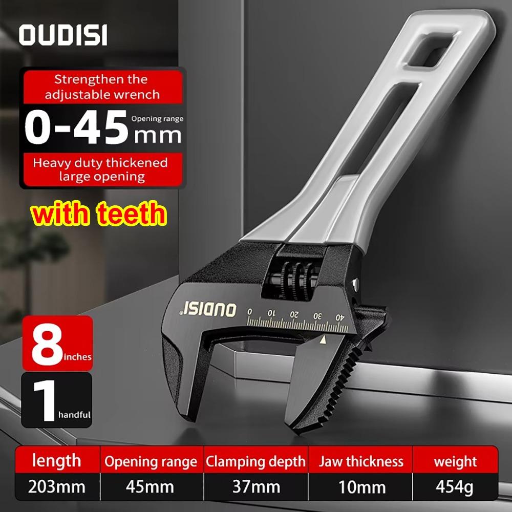 1Pcs Durable 5/6/8 Inch Universal Spanner Steel Mini Adjustable Wrench Large Open 0-45mm Short Handle Tool For Bathroom Pipes