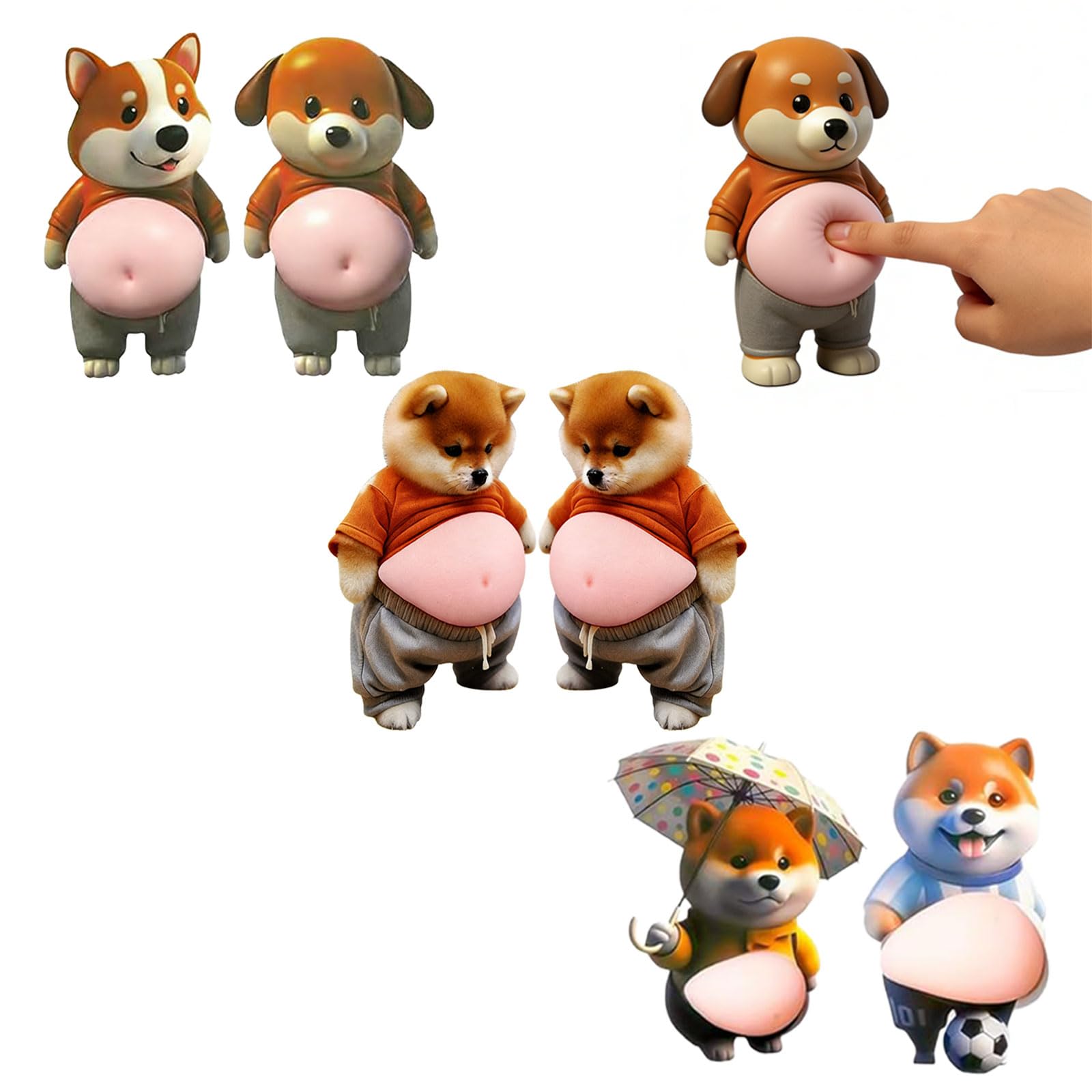 

LQHZC 3D Dog Belly Seal Soft Belly Puni-Puni Sticker Cute Shiba Inu 6 Sheets Phone Notebook Diary Car Craft Supplies