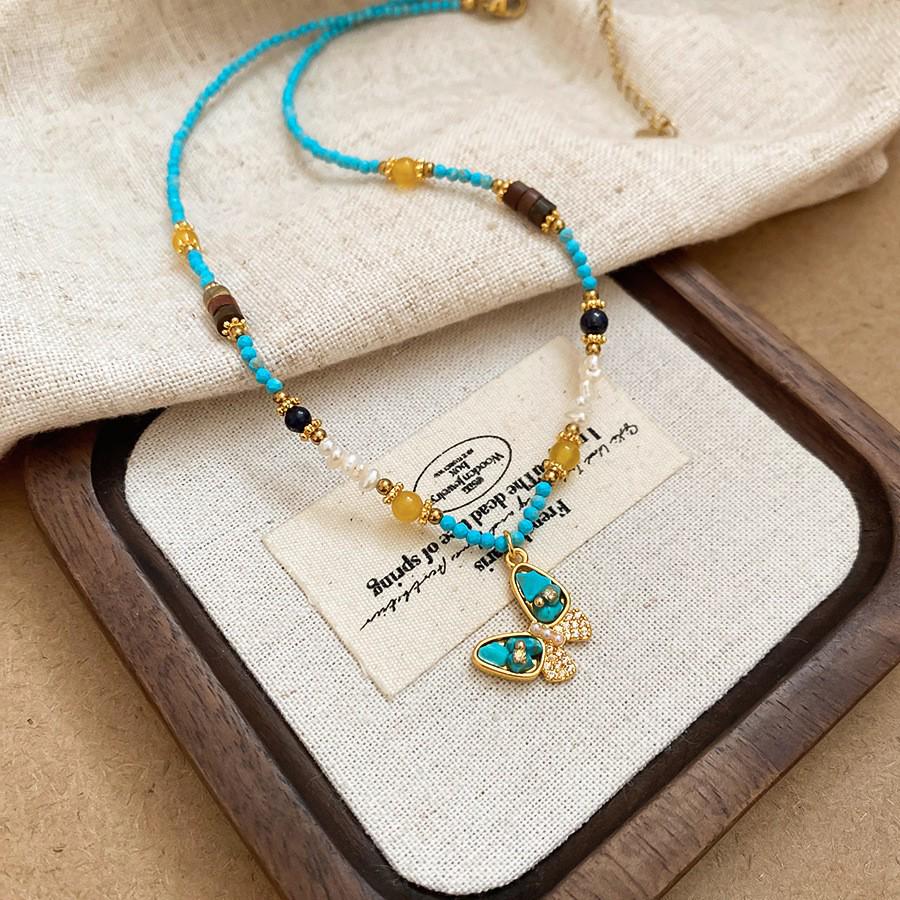 Dopamine Ethnic Retro Beaded Colorful Pearl Choker Necklace - Niche High-End Fashion