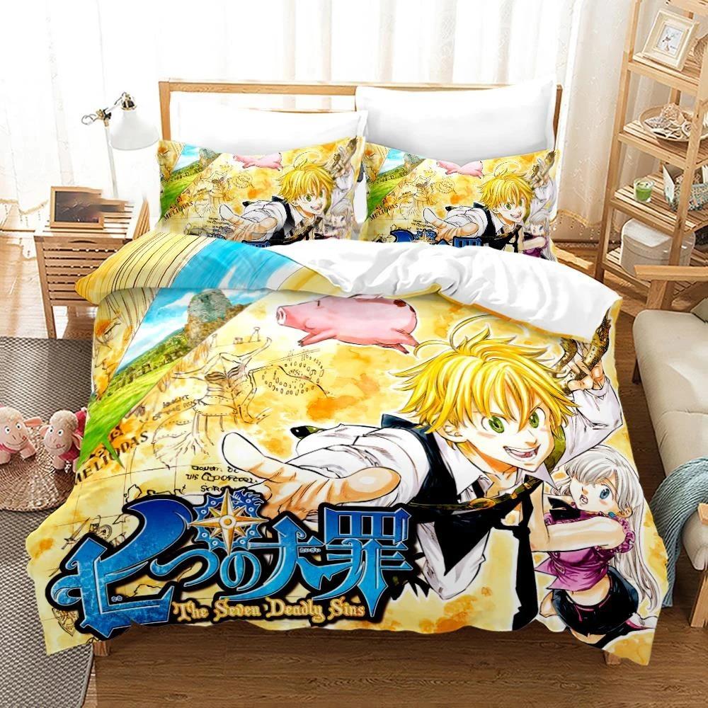 3D Printed Seven Deadly Sins Anime Meliodas Comfortable Duvet Quilt Cover Pillowcase Bedding Set Bedroom Decoration Home Textile